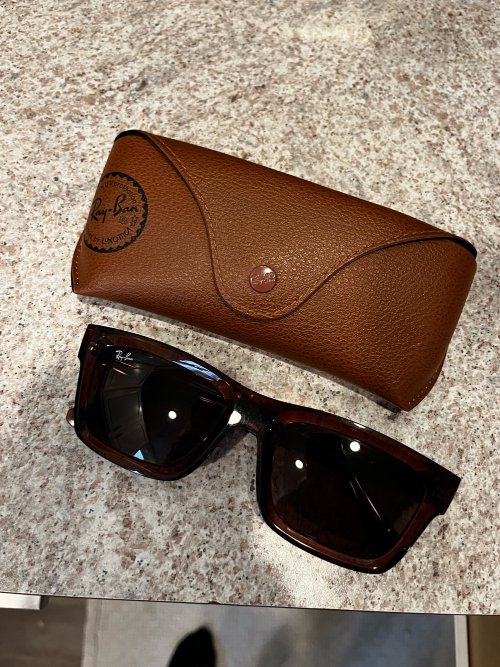 Ray-Ban Tortoise Square Sunglasses with Brown Case